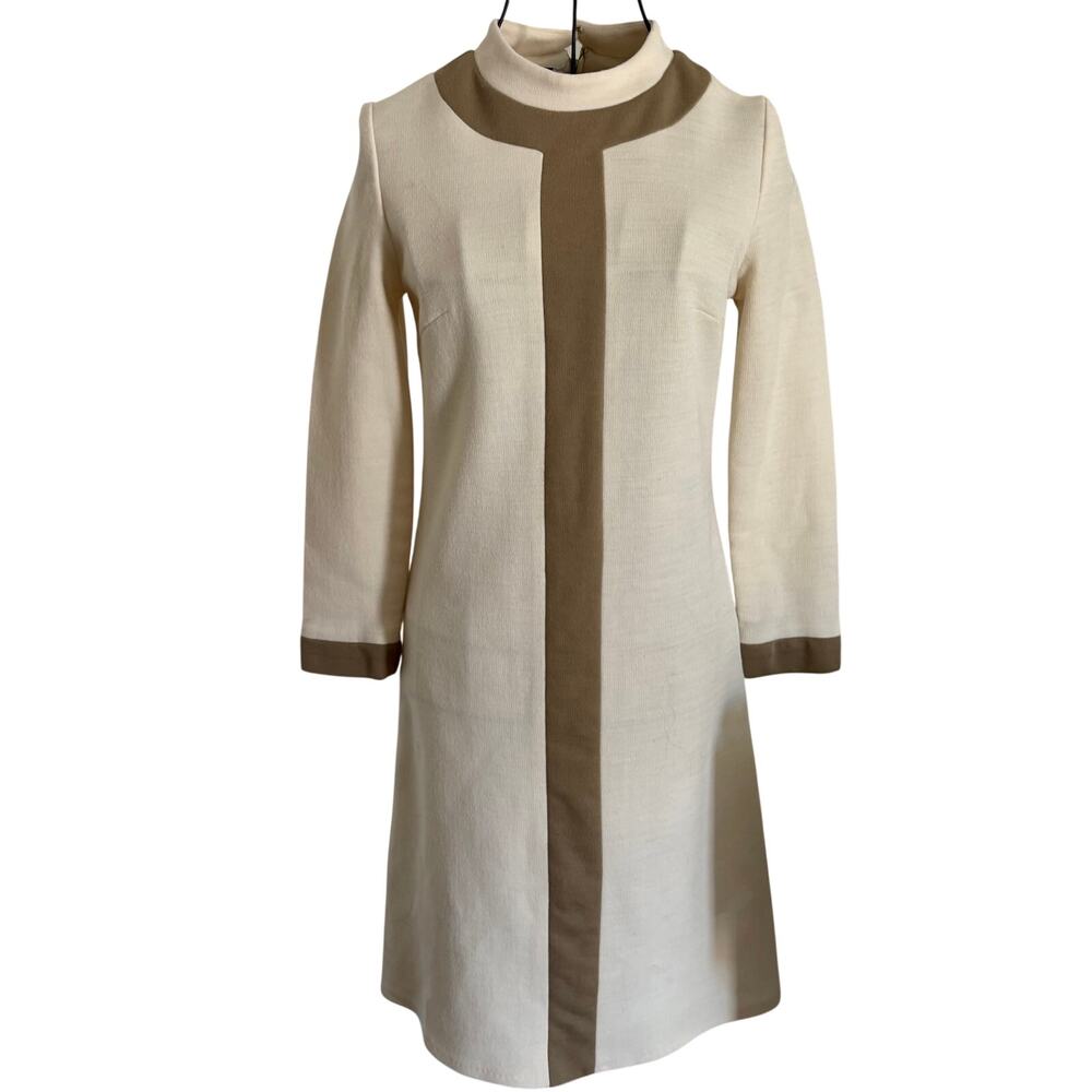 Vintage 60's L'Aiglon Mod Color Block Stripe Stretch Knit Dress Twiggy Retro S